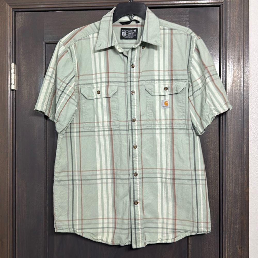 Carhartt Plaid Button Front Short‎ Sleeve Men’s Shirt M
